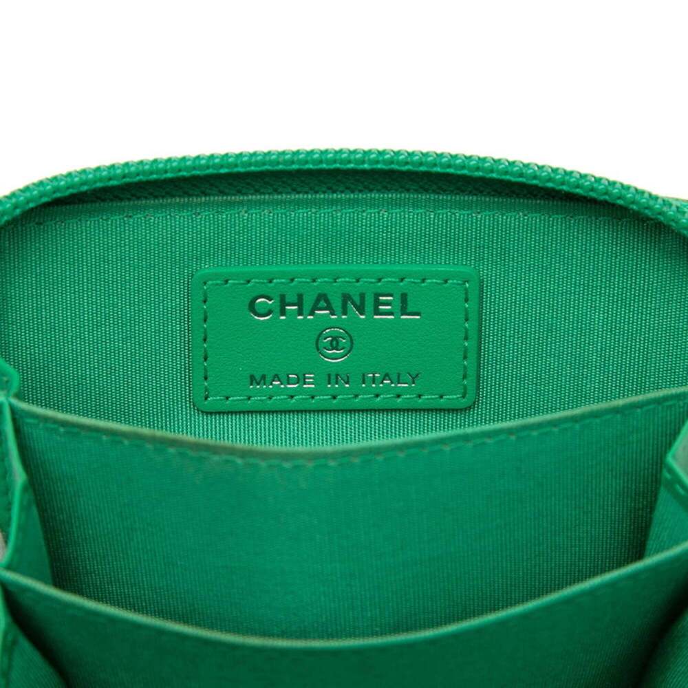 CHANEL Green Caviar Leather Logo Wallet - Picture 5 of 7
